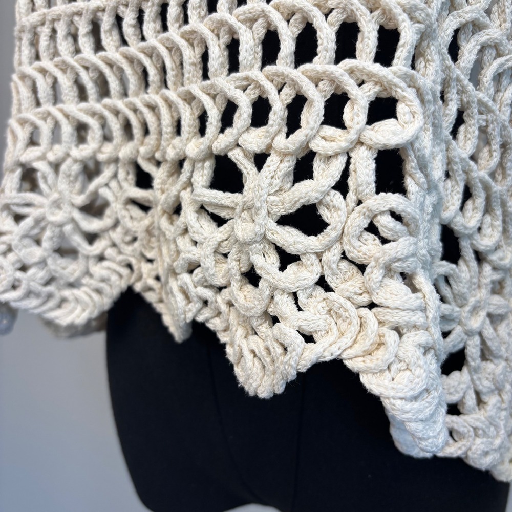Lulus Weekend Festivals Crochet Cropped Tank Top, Beige Large Boho Hippie 70s - Picture 5 of 16
